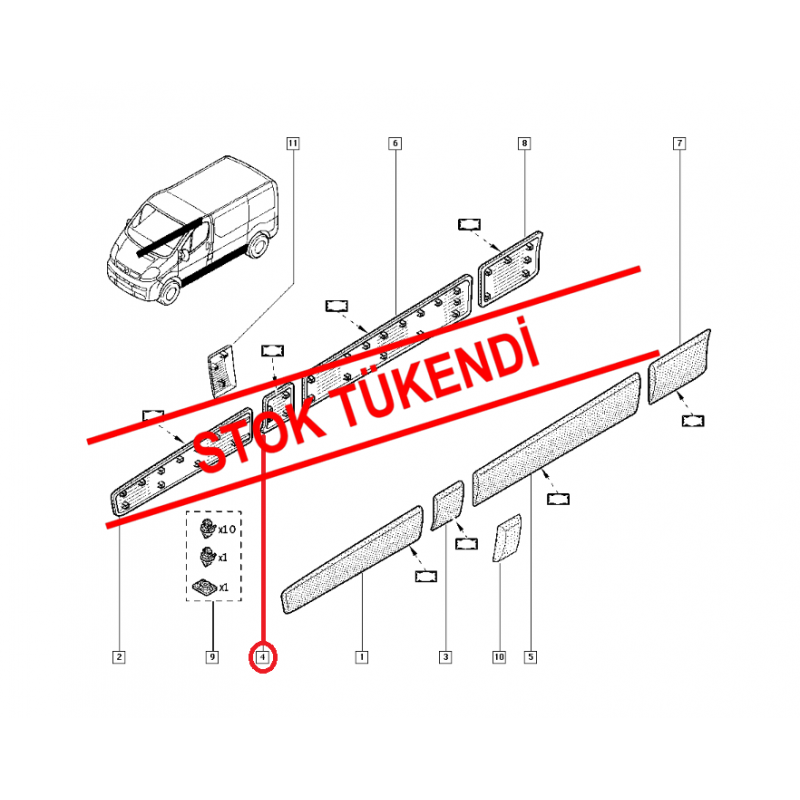 RENAULT TRAFİC 2 - II KAPI BANDI ÖN SAĞ UFAK 8200036101