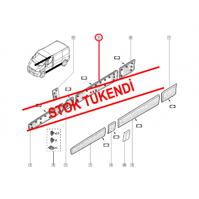 RENAULT TRAFİC 2 - II KAPI BANDI ORTA SAĞ 8200036075