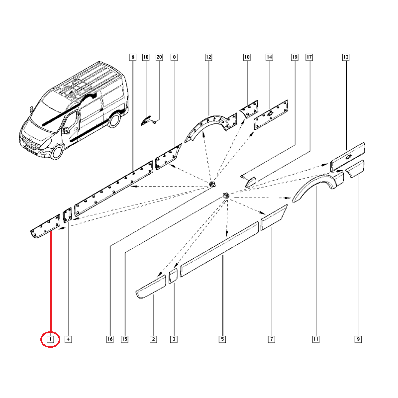 RENAULT MASTER 3 - III KAPI BANDI ÖN SAĞ 808200149R (YERLİ)