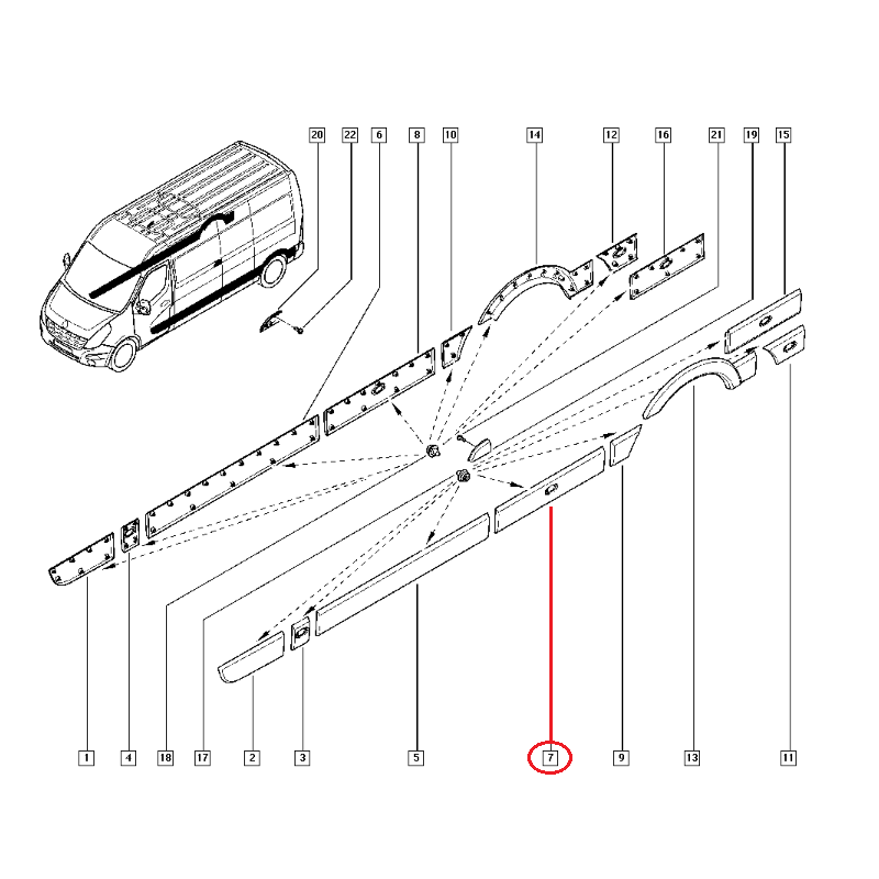 RENAULT MASTER 3 - III KAPI BANDI ARKA SOL UZUN SİNYALLİ 768F20003R (YERLİ)